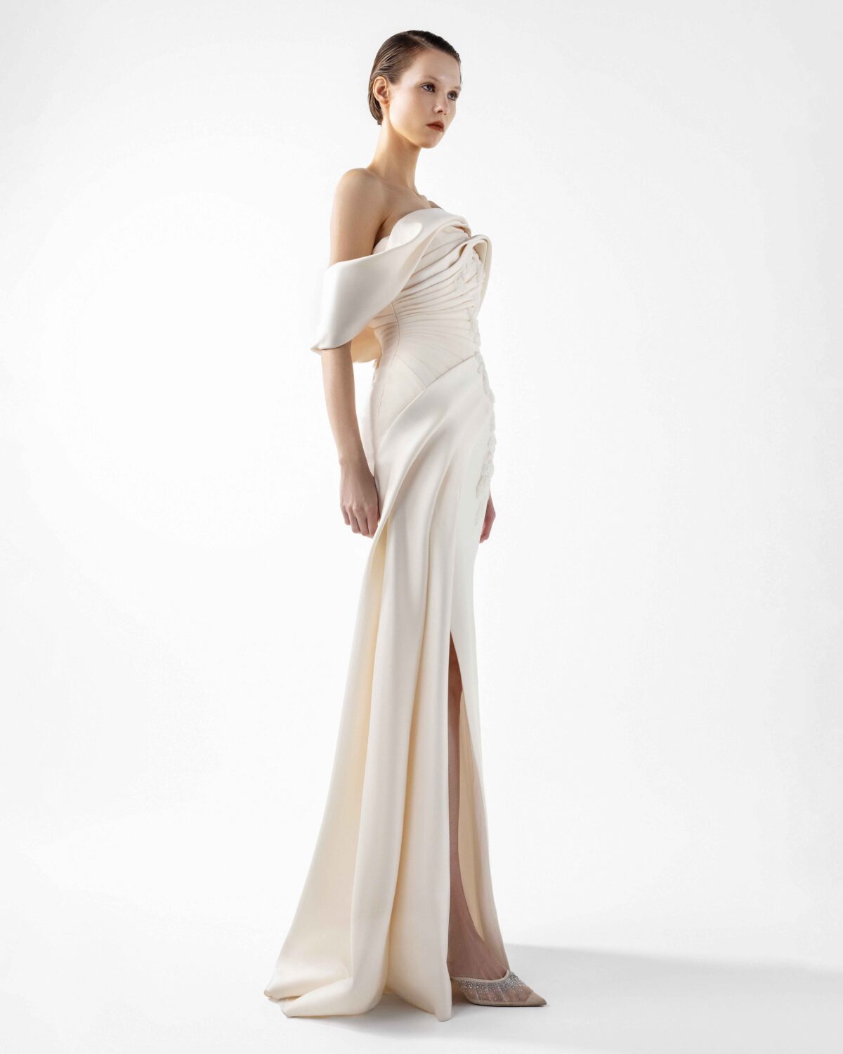 Temptation Cream Dress, with Hand Embroidery