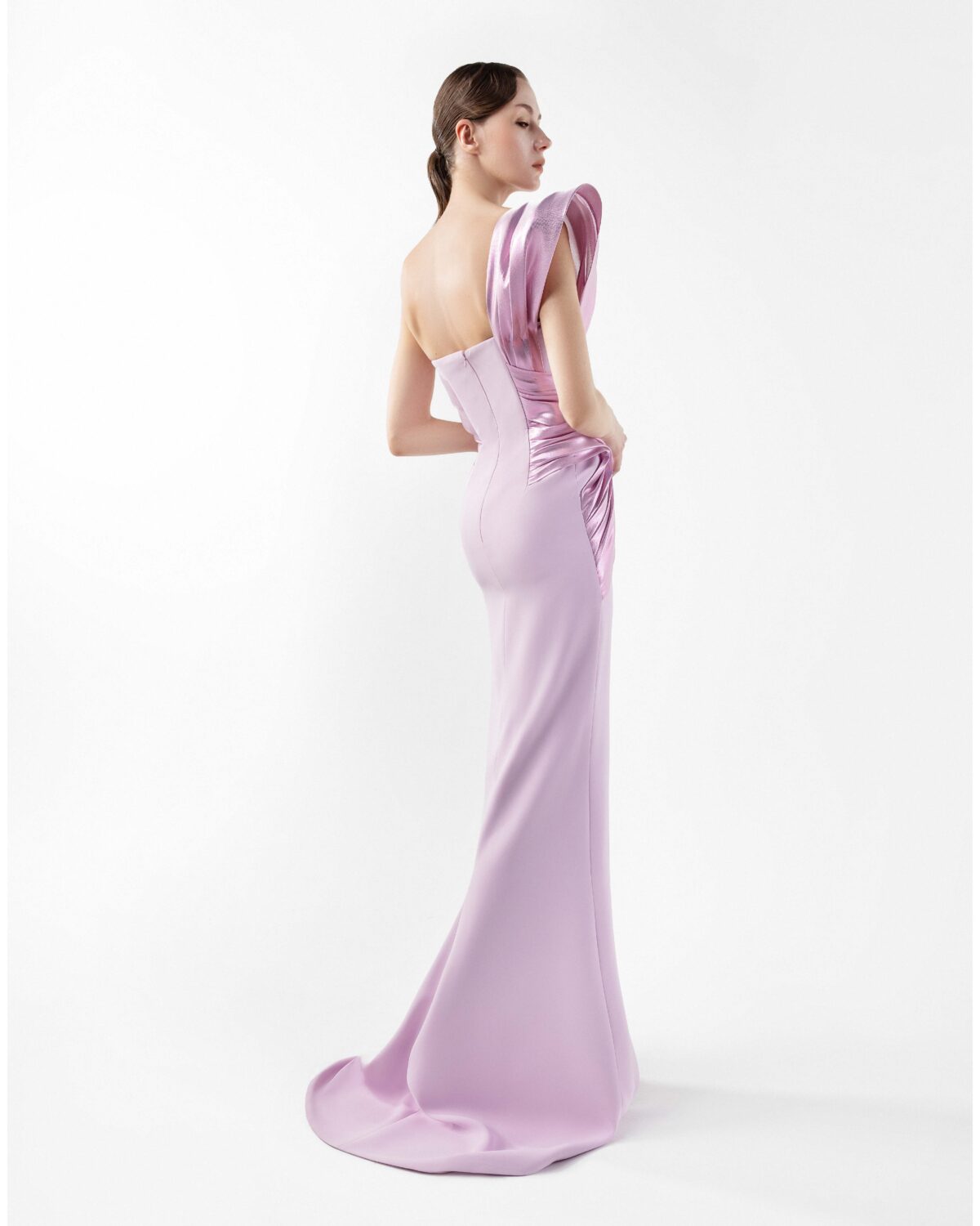 Liquid Metallic Pink Crepe Dress
