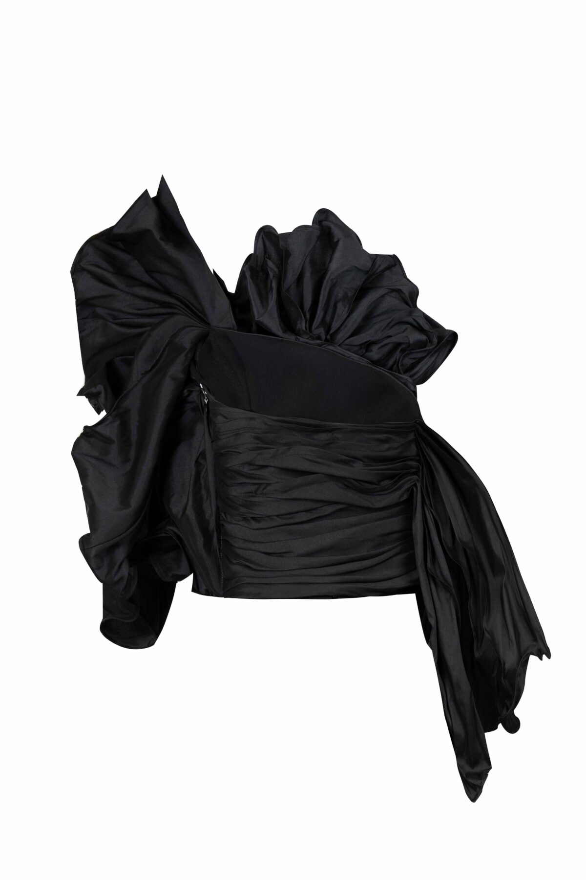 Blooming Ruffles Taffeta Draped Top