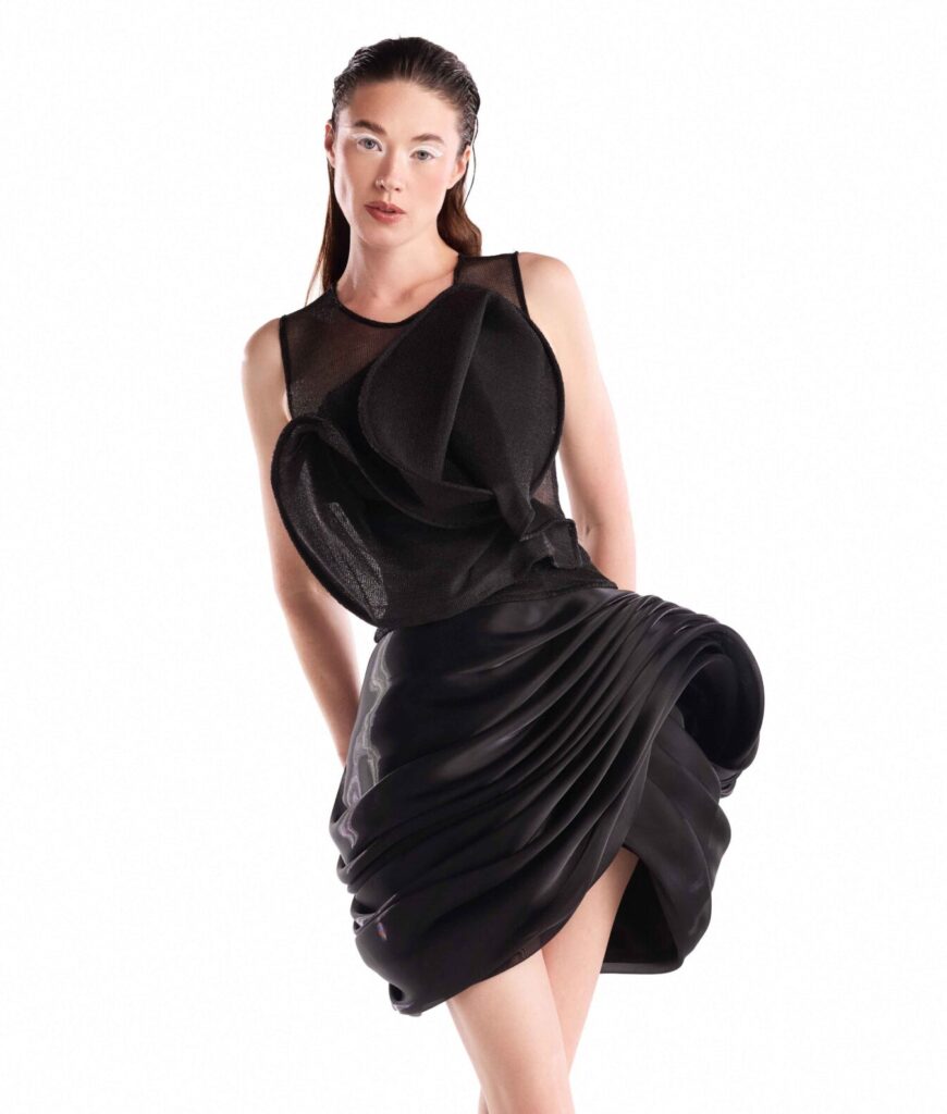 Nocturne Fluid Organza Draped Skirt 